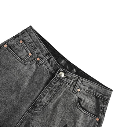 Amexnocap lightning black and white gradient patchwork leather jeans