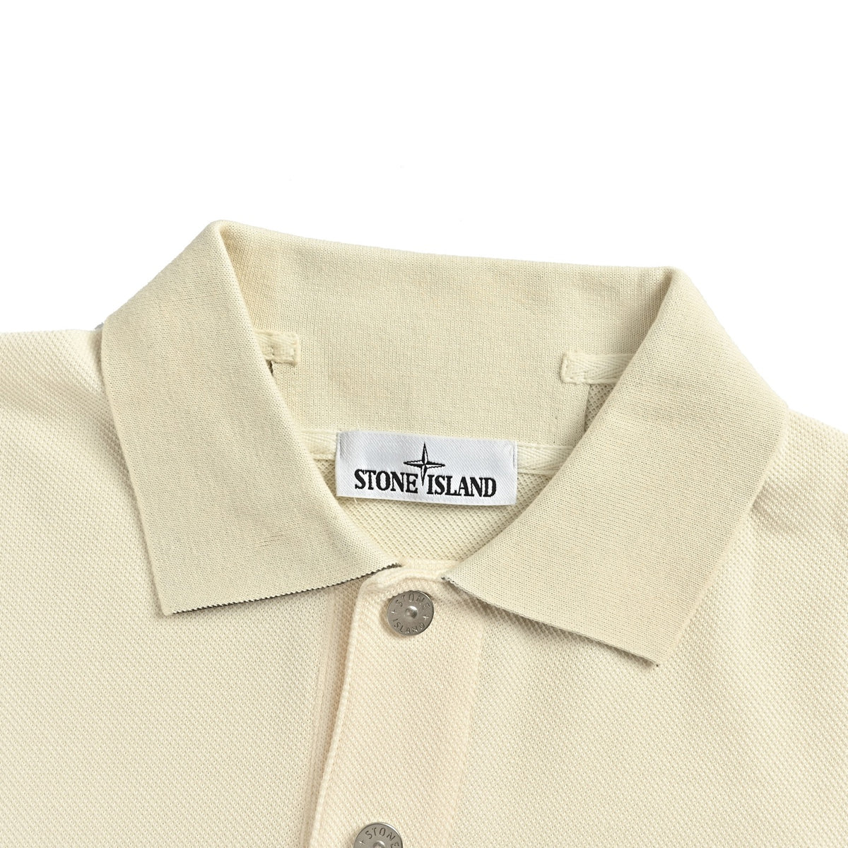 Stone Island off-white embroidered logo knitted Polo short sleeves