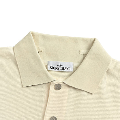 Stone Island off-white embroidered logo knitted Polo short sleeves