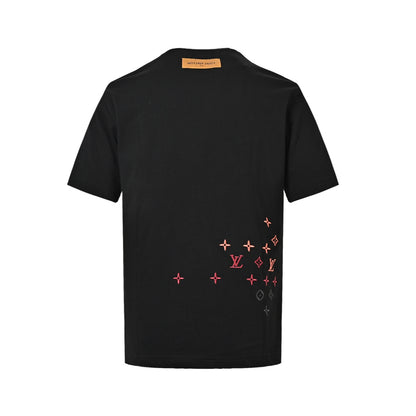 Louis Vuitton full-width three-flower printed embroidered short sleeves