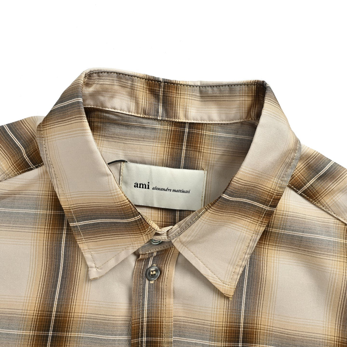 Ami Paris love brown plaid short-sleeved shirt