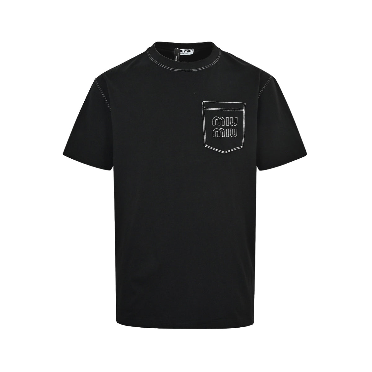 Miu Miu topstitch embroidered logo short sleeves