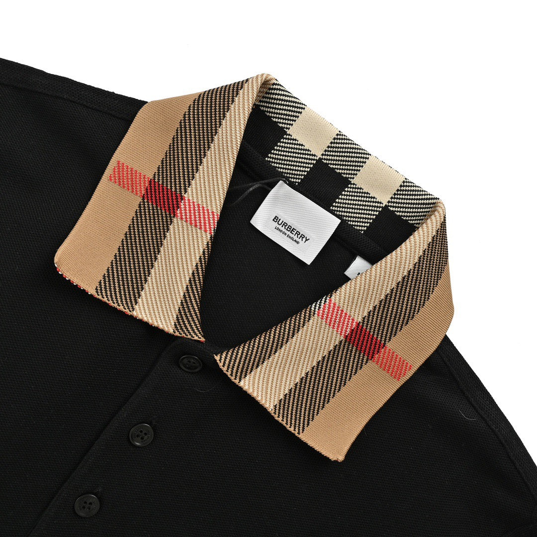 Burberry 24ss plaid collar Polo short sleeves