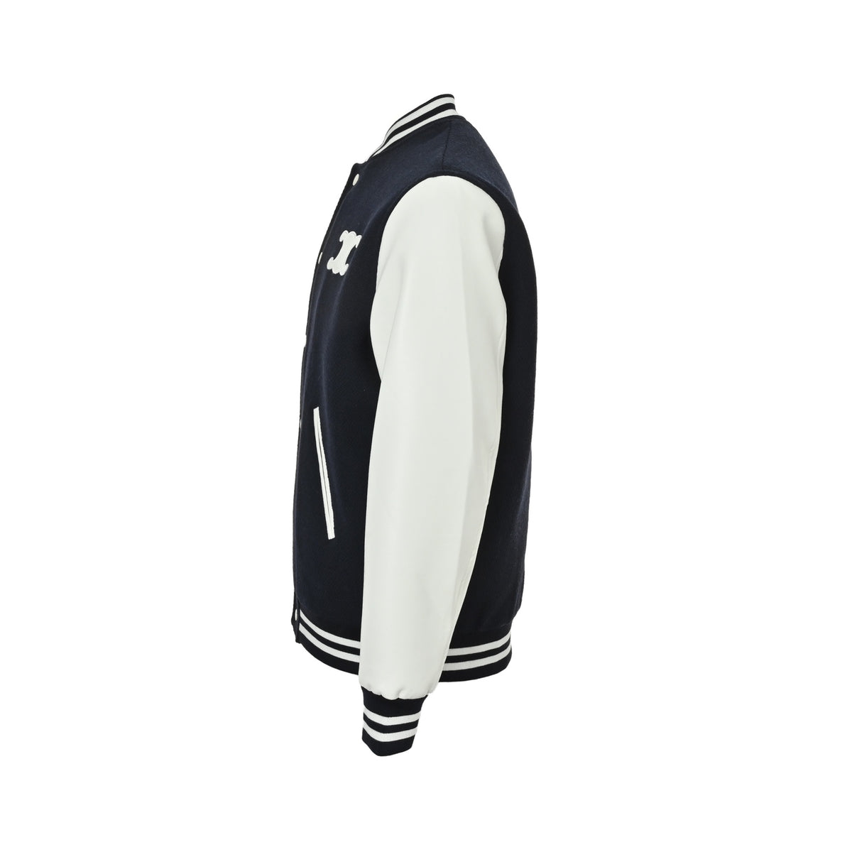 Celine 25Fw leather logo baseball cotton jacket