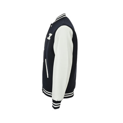 Celine 25Fw leather logo baseball cotton jacket