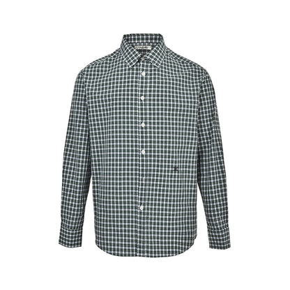 Celine Arc de Triomphe green plaid cotton poplin long-sleeved shirt