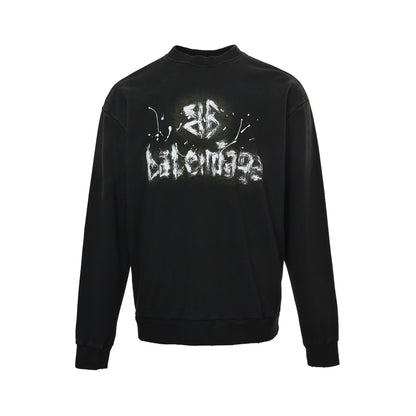 Balenciaga hand-painted lettering round neck sweatshirt