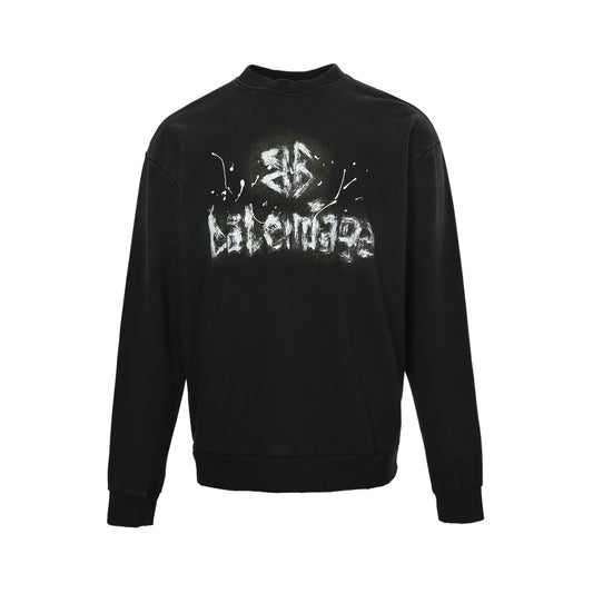 Balenciaga hand-painted lettering round neck sweatshirt