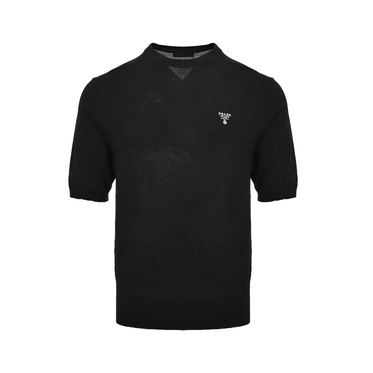 Prada knitted short sleeves with logo embroidered on the chest