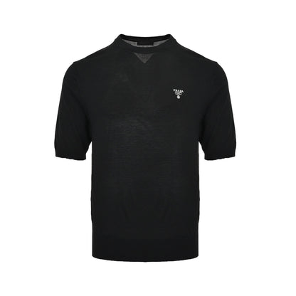 Prada knitted short sleeves with logo embroidered on the chest