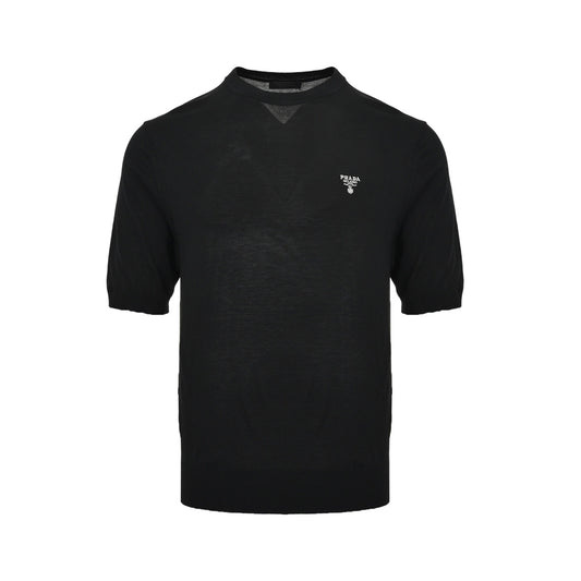 Prada knitted short sleeves with logo embroidered on the chest