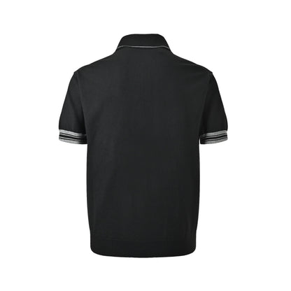 Prada logo embroidered half-zip knitted Polo short sleeves