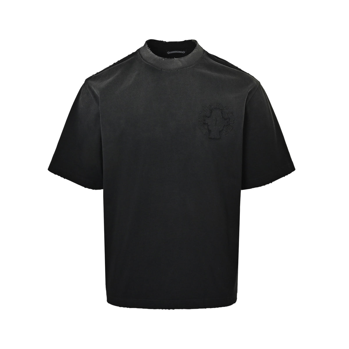 Chrome Hearts/Chrome Heart Heavy Dark Pattern Horseshoe Cross Patch Embroidered Short Sleeves