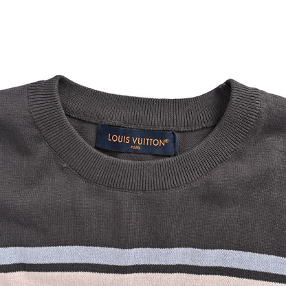 Louis Vuitton 26ss contrasting color patchwork striped knitted short sleeves