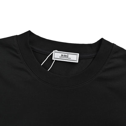 Ami Paris 26ss panda pattern embroidered short sleeves