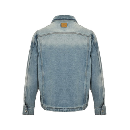 Louis Vuitton pocket embroidered zipper denim jacket