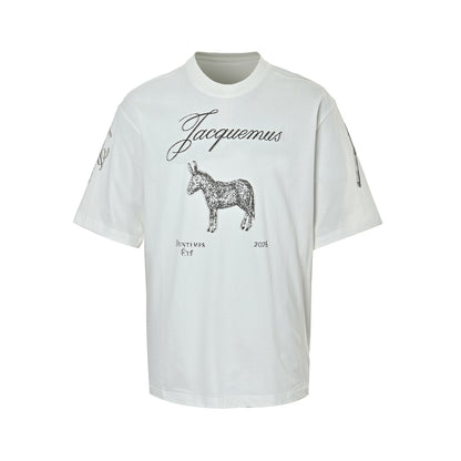 Jacquemus French niche retro little donkey logo short sleeves