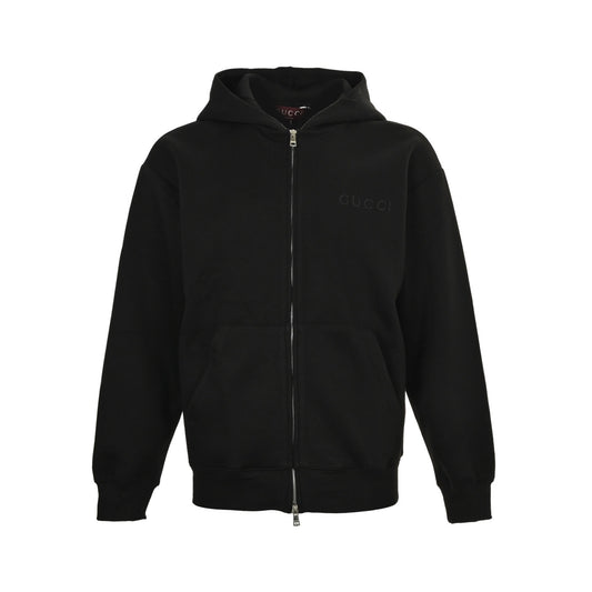 Gucci 25Fw small logo embroidered air cotton zipper jacket