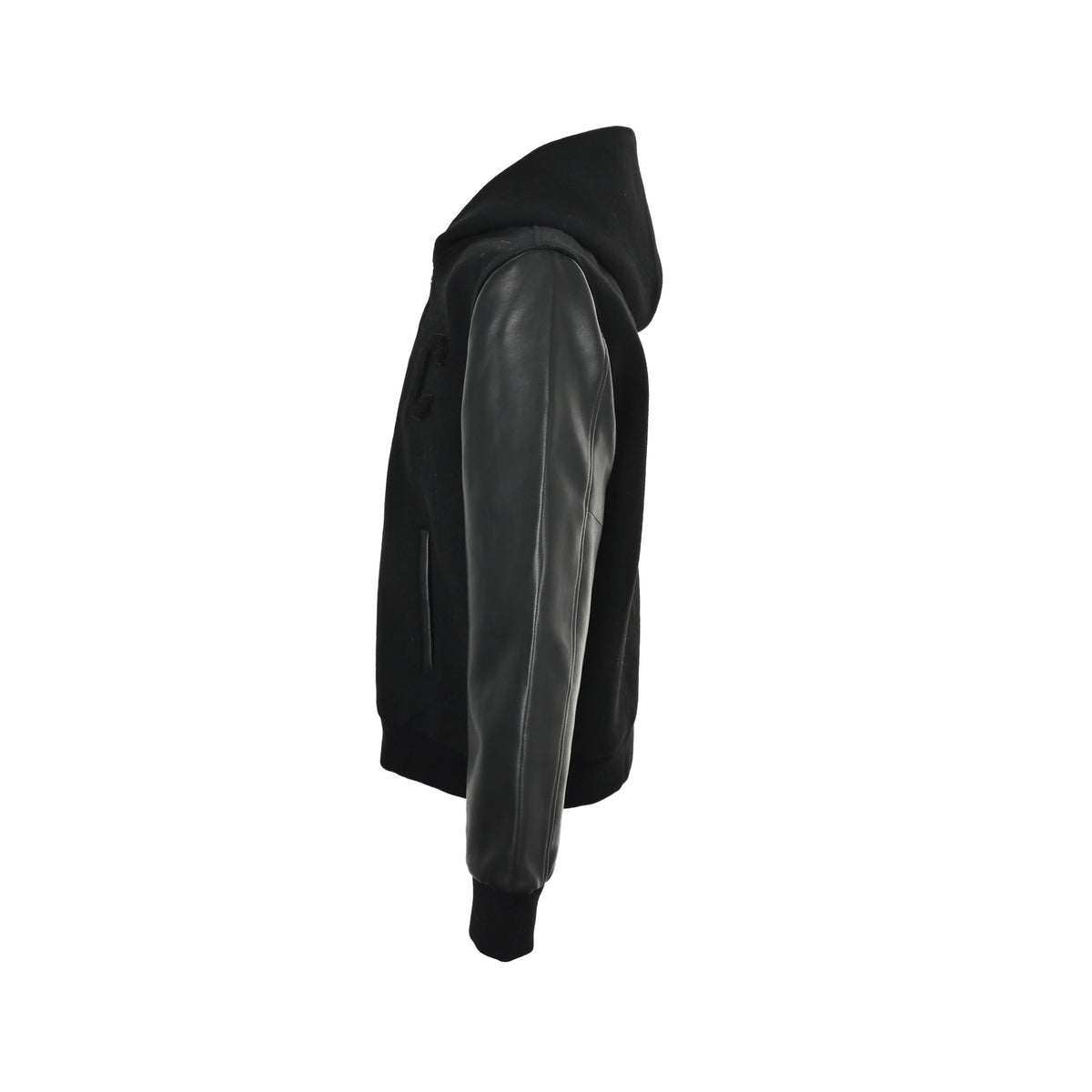 Celine Big C woolen leather sleeve hooded jacket