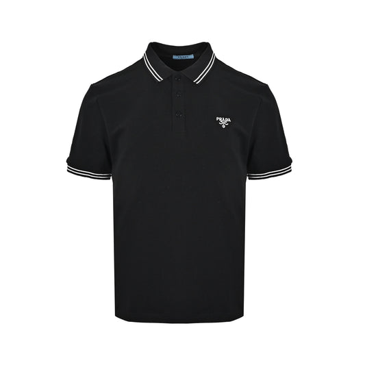 Prada logo small label embroidered Polo short sleeves