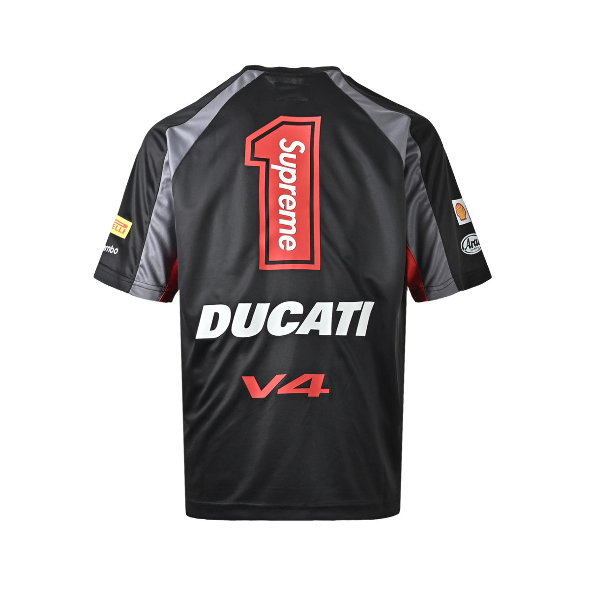 Supreme Ducati co-branded silicone laminated lettering jersey short sleeves