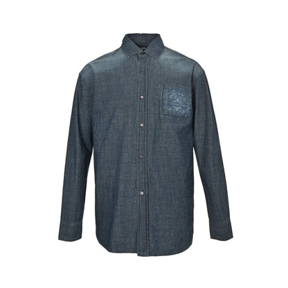 Loewe/Luoyiwei Anagram gradient embroidered pocket long-sleeved shirt