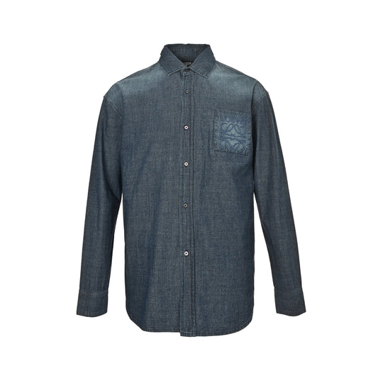 Loewe/Luoyiwei Anagram gradient embroidered pocket long-sleeved shirt