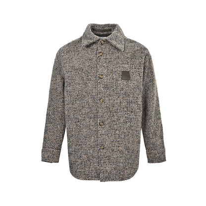 Loewe/Luo Yiwei leather patch pocket wool blend jacket