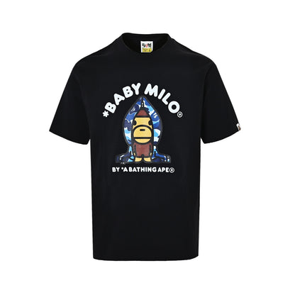 Bape 26ss cartoon monkey camouflage print short sleeves