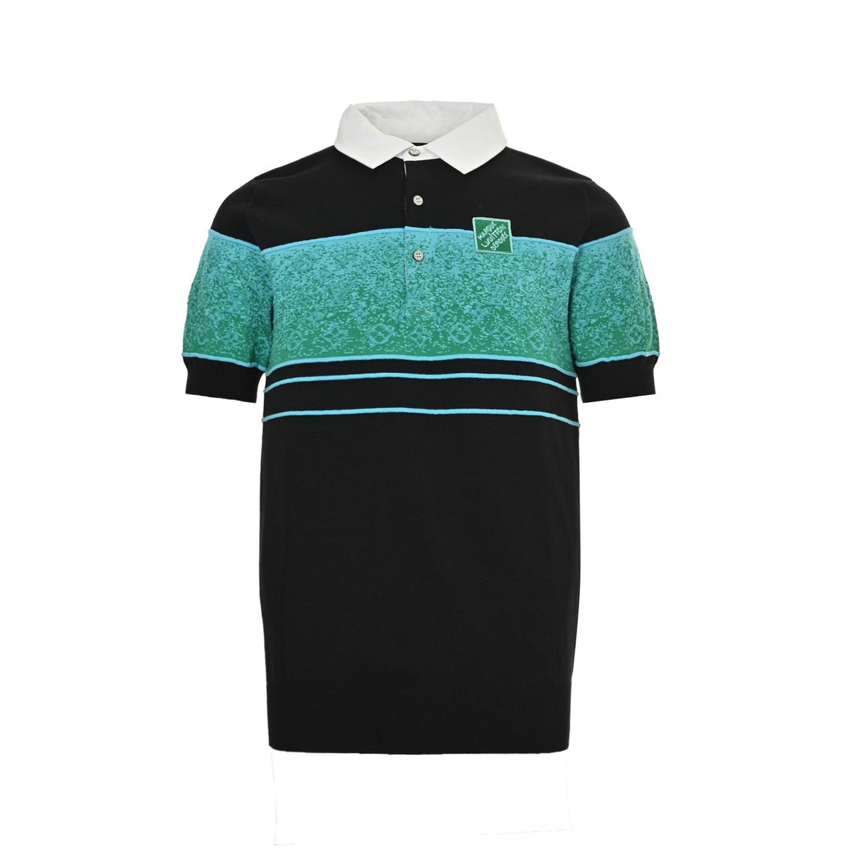 Louis Vuitton 25ss gradient old flower jacquard color block knitted Polo short sleeves
