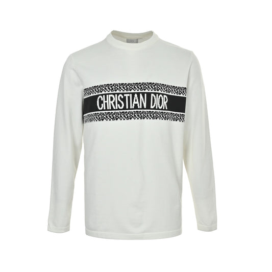 Dior chest letter jacquard knitted crew neck sweater