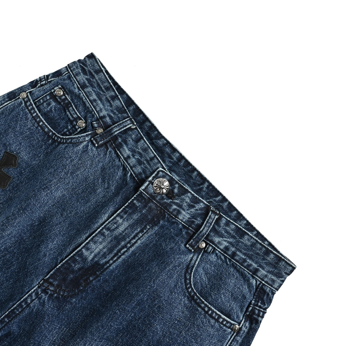 Chrome Hearts/Chrome Heart leather label cross denim shorts