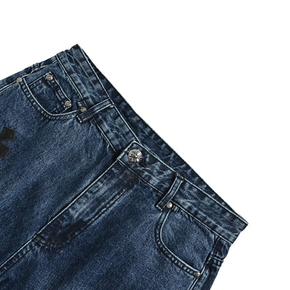 Chrome Hearts/Chrome Heart leather label cross denim shorts