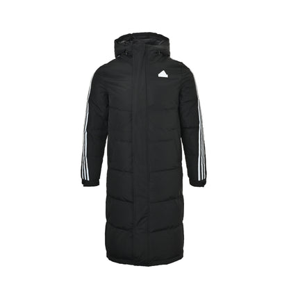 Adidas three-stripe long off-shoulder down jacket