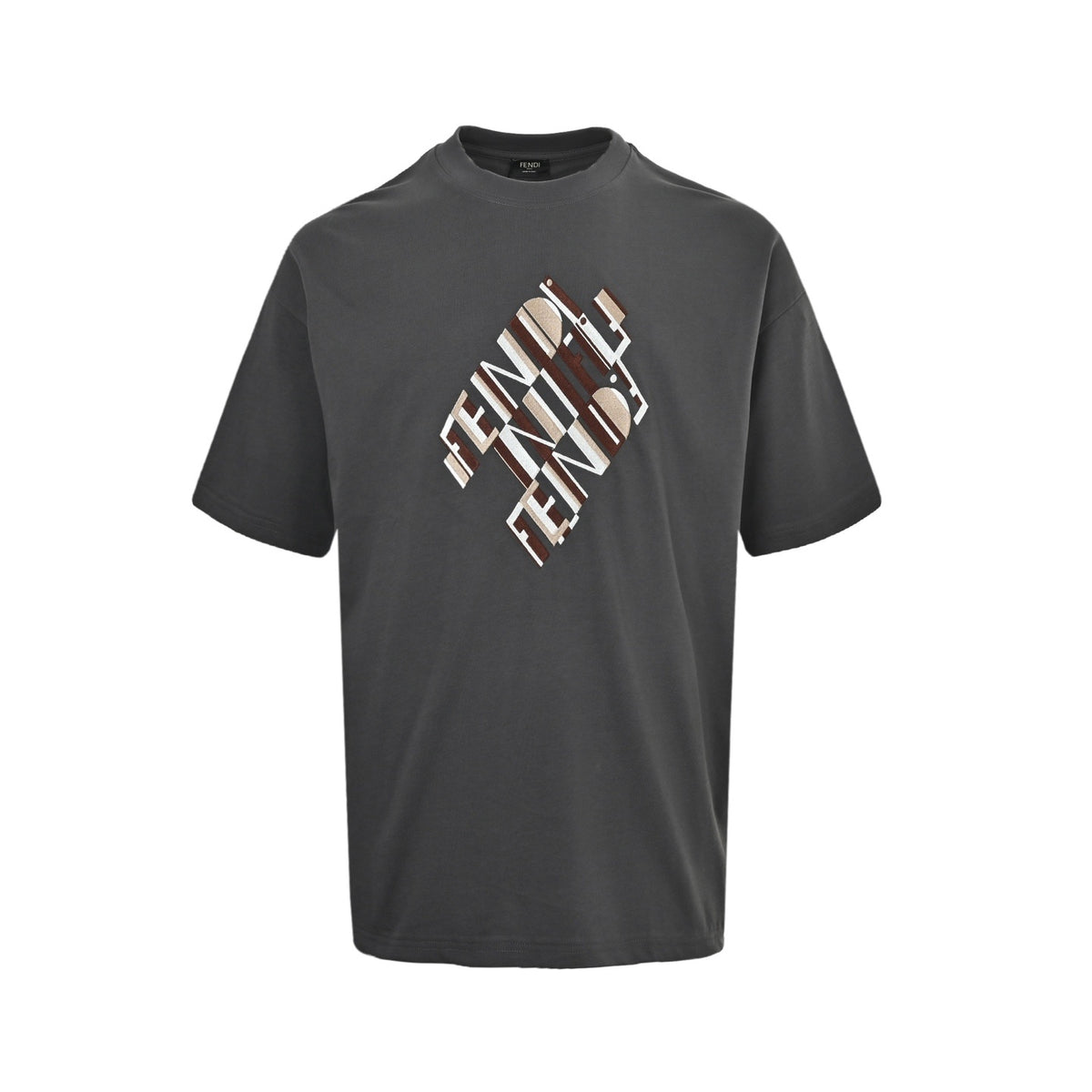 Fendi geometric letter embroidered short sleeves