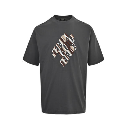 Fendi geometric letter embroidered short sleeves