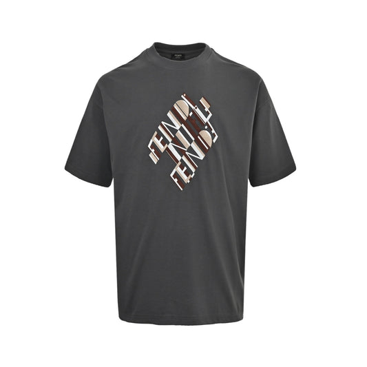 Fendi geometric letter embroidered short sleeves