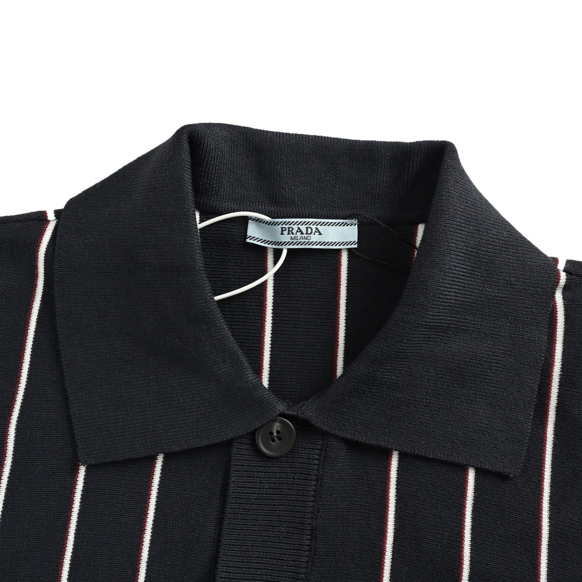 Prada 25Fw striped lapel knitted cardigan