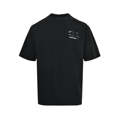 Balenciaga patchwork contrast color washed hole short sleeves