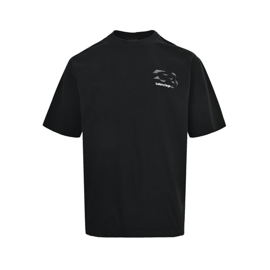 Balenciaga patchwork contrast color washed hole short sleeves