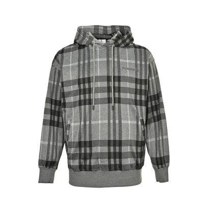 Burberry 25Fw chest embroidered logo plaid hooded sweatshirt