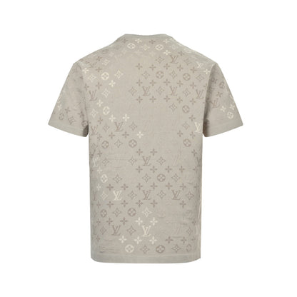 Louis Vuitton all-over printed old flower dark pattern gradient jacquard knitted short sleeves