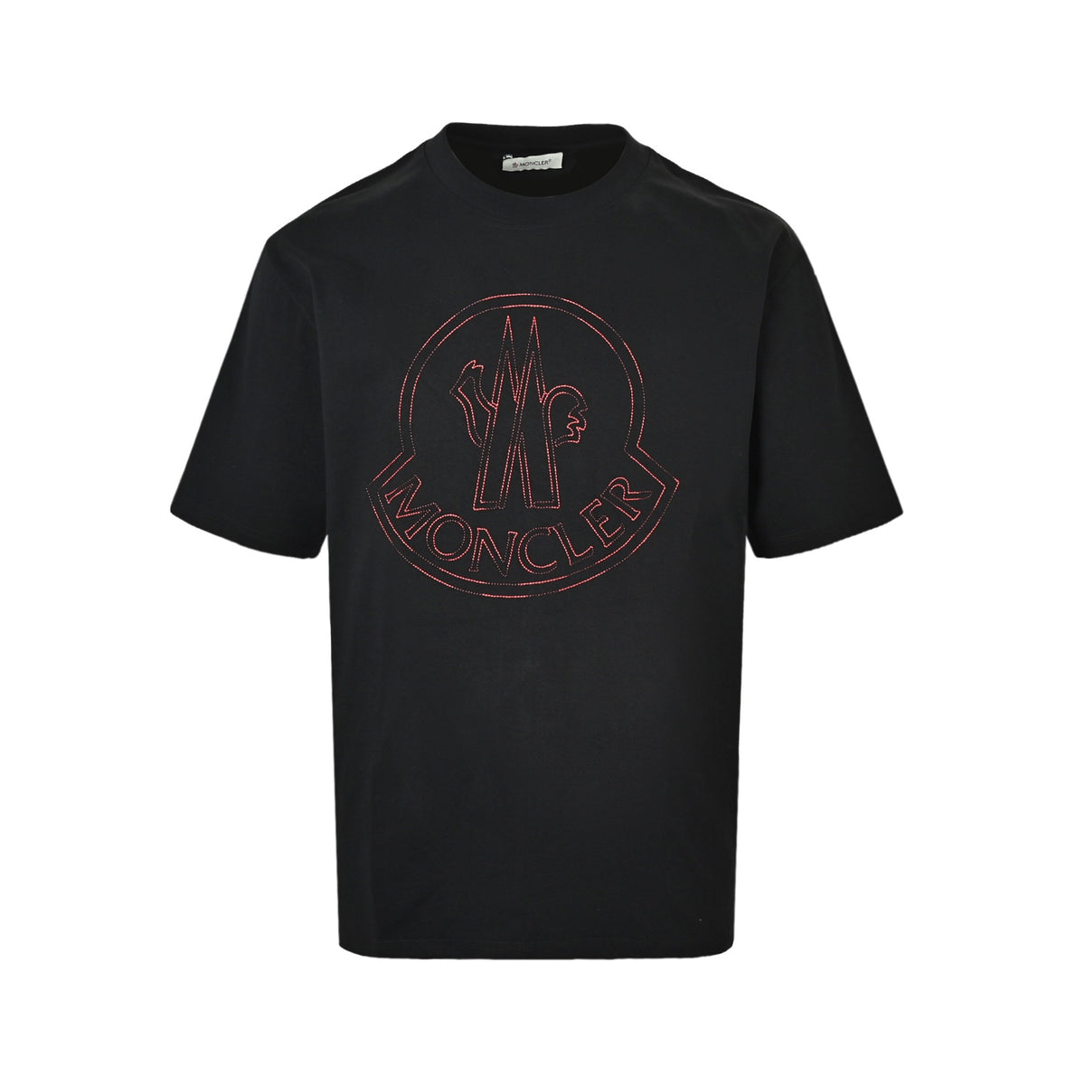 Moncler/muzzled round neck short sleeves with colorful embroidery on the chest