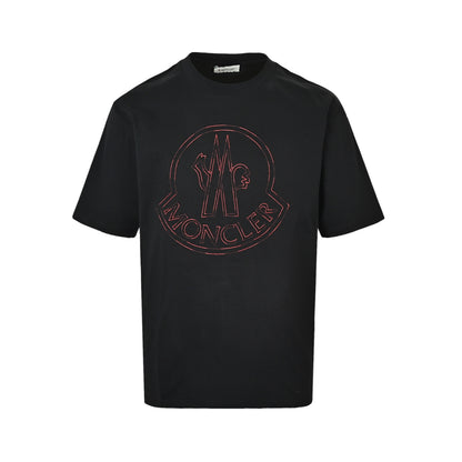 Moncler/muzzled round neck short sleeves with colorful embroidery on the chest