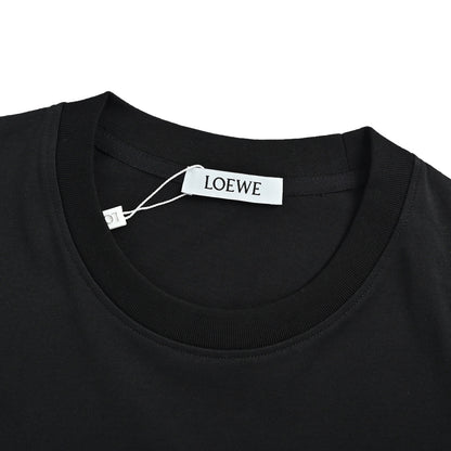 Loewe/Luo Yiwei stitched leather three-dimensional logo short sleeves
