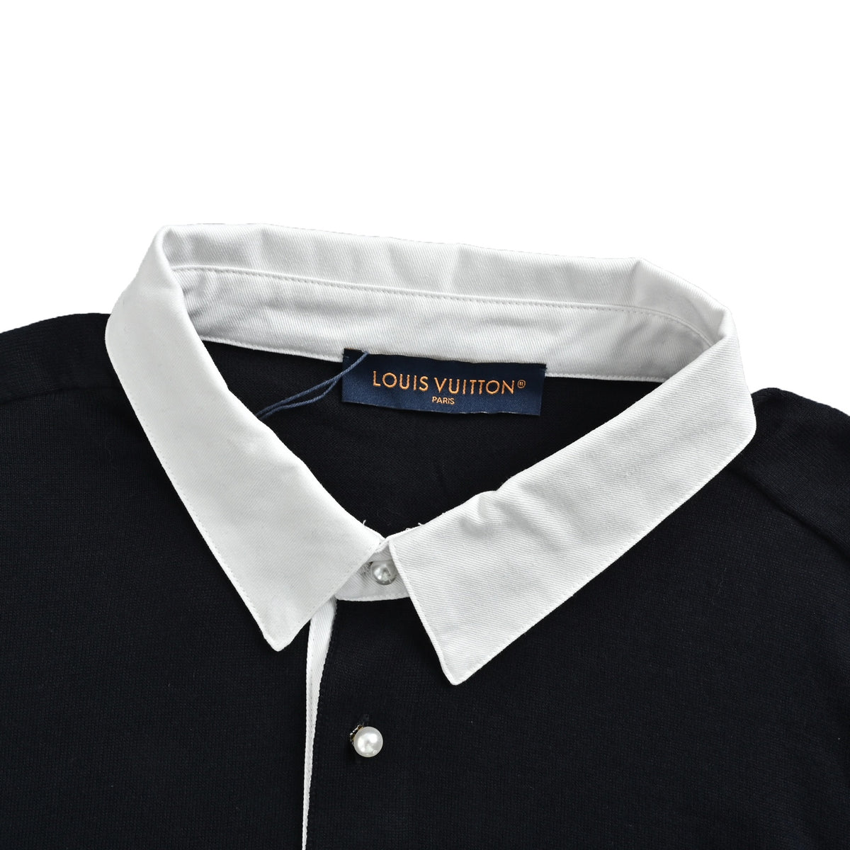 Louis Vuitton white collar button knitted Polo short sleeves