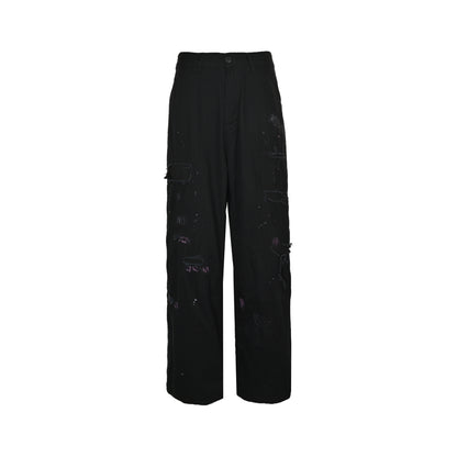 ANCELLM 25ss new washed and splashed ink ripped jeans