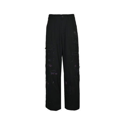 ANCELLM 25ss new washed and splashed ink ripped jeans