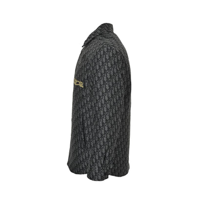 Dior all-over printed thin velvet lapel down jacket