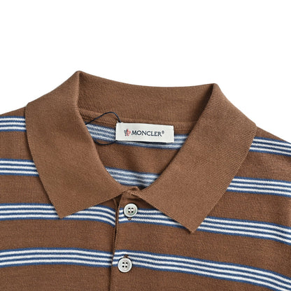 Moncler/mask brown striped knitted Polo short sleeves